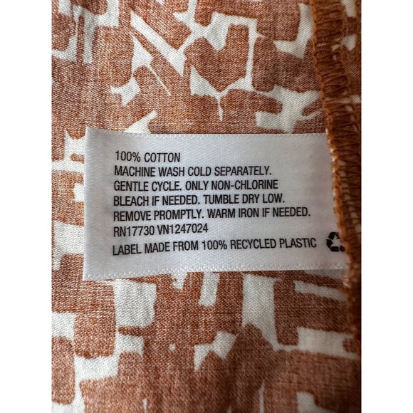 Ava & Viv Plus Size 2X Top Brown White Cotton Abstract Print Puff Sleeve Blouse - Picture 6 of 9